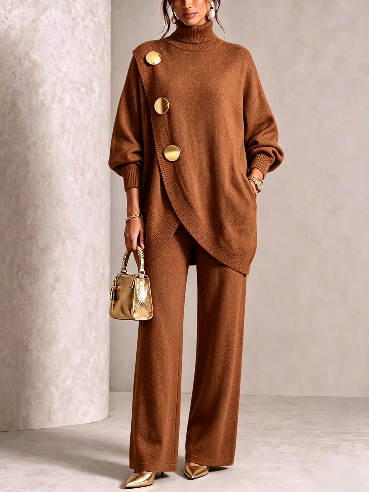 ⏰ LAST DAY SAVE 49% 💥 Elegant Knit Asymmetrical Button Set