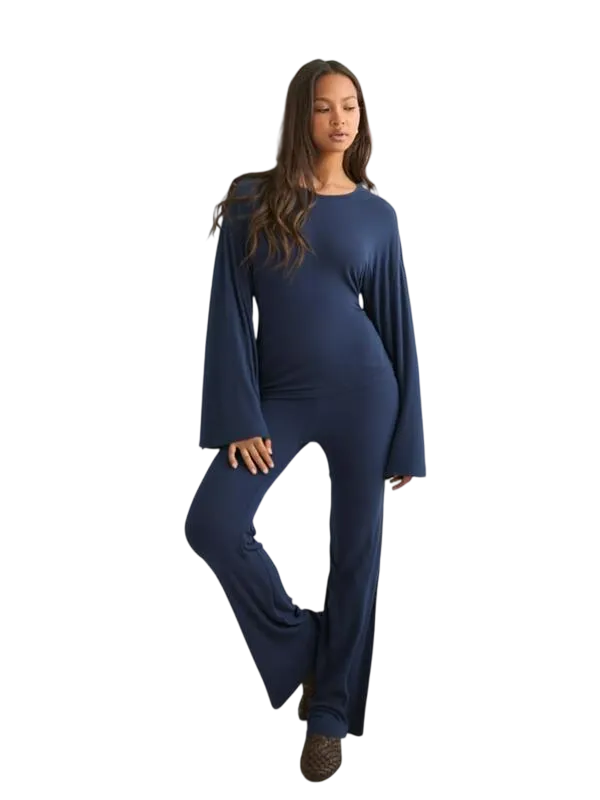 Long Sleeve Top & Straight Leg Pants Set