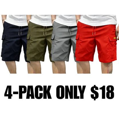 Street Style Three-Piece Set Men's Multi-Pocket Cargo Shorts