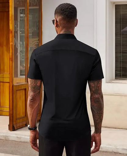 Men's slim fit stretch wrinkle-free button shirt