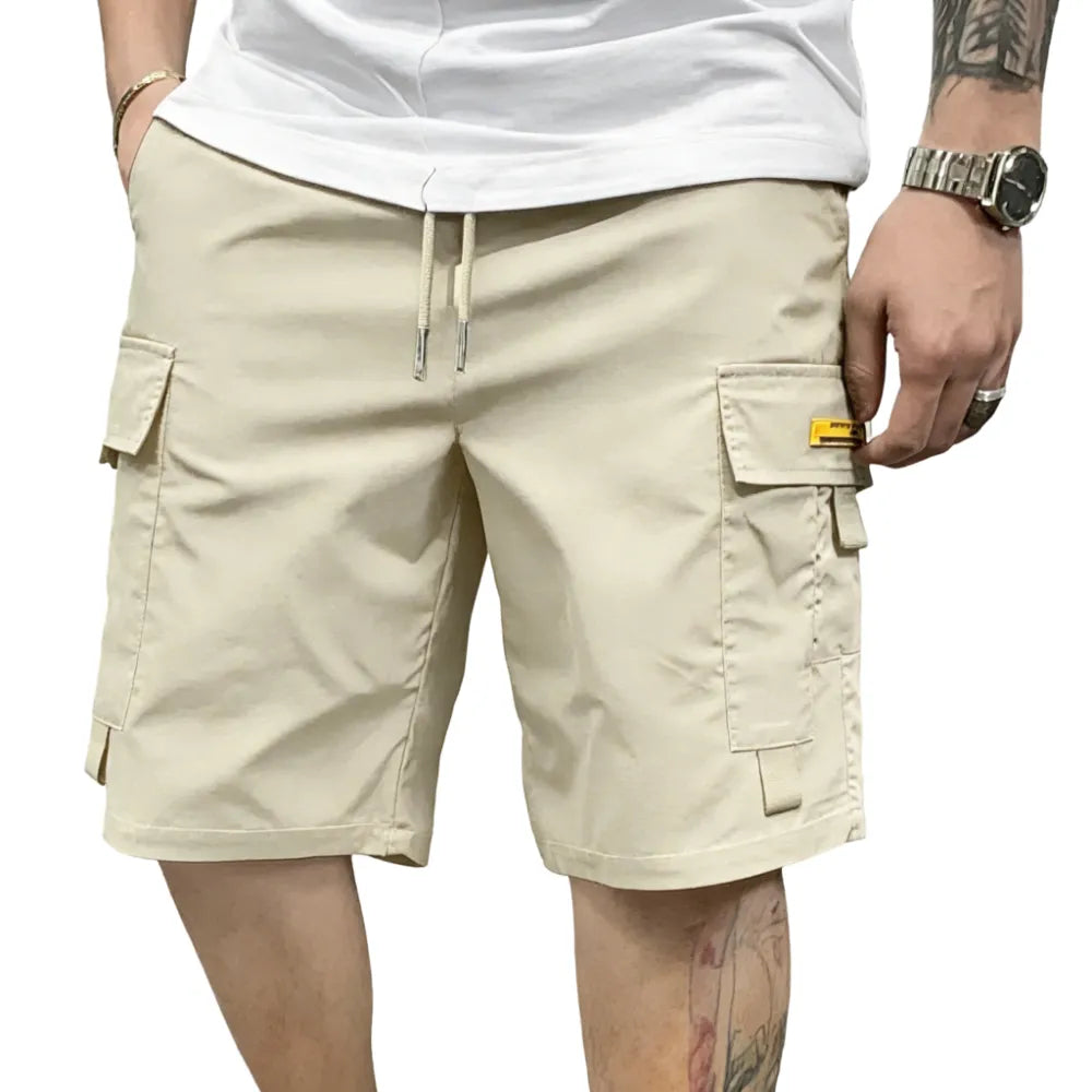Street Style Three-Piece Set Men's Multi-Pocket Cargo Shorts