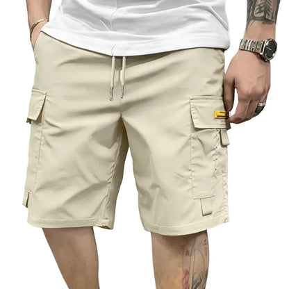 Street Style Three-Piece Set Men's Multi-Pocket Cargo Shorts