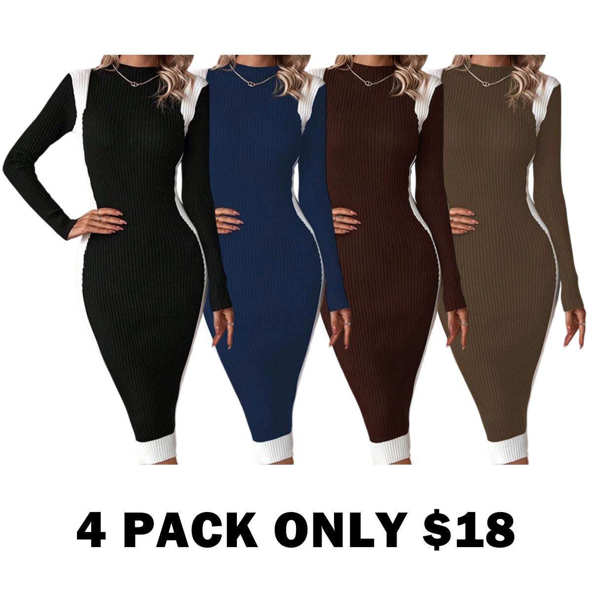 Elegant Long Sleeve Knit Dress for Women