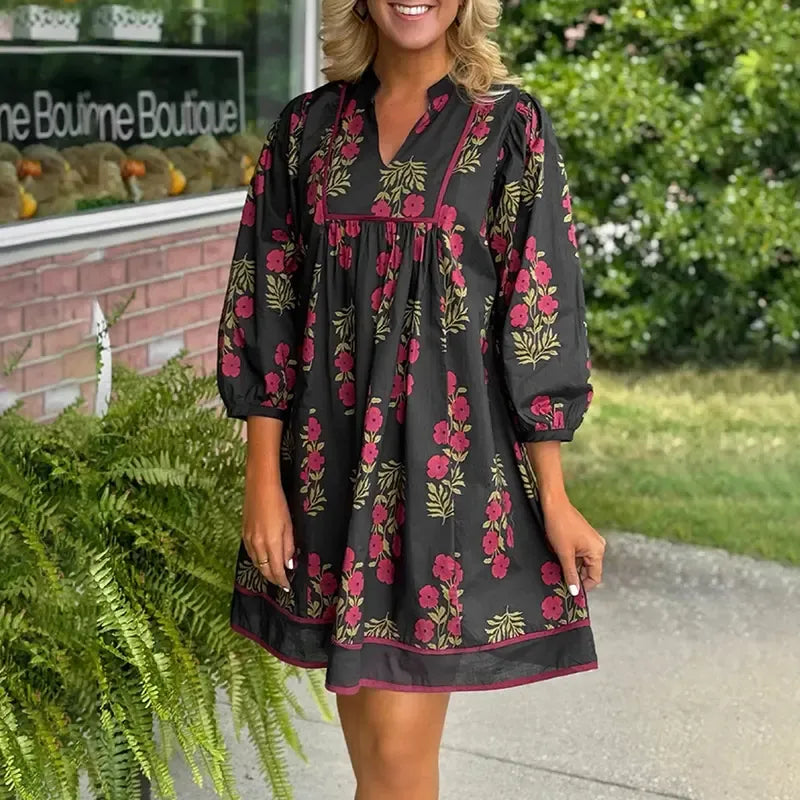 Women's Floral Striped Mini Dress