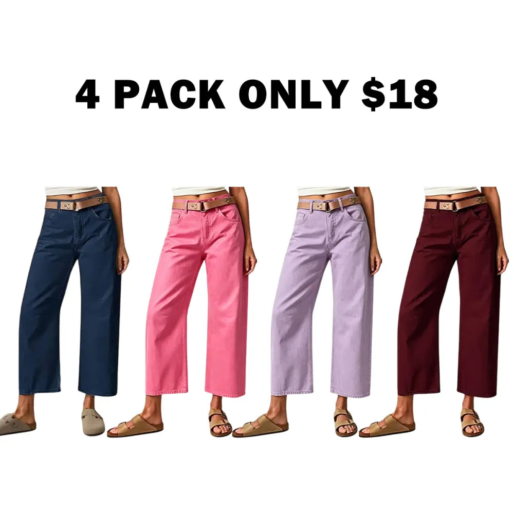 Solid Stitch Detail Mid Waist Crop Baby Barrel Pants
