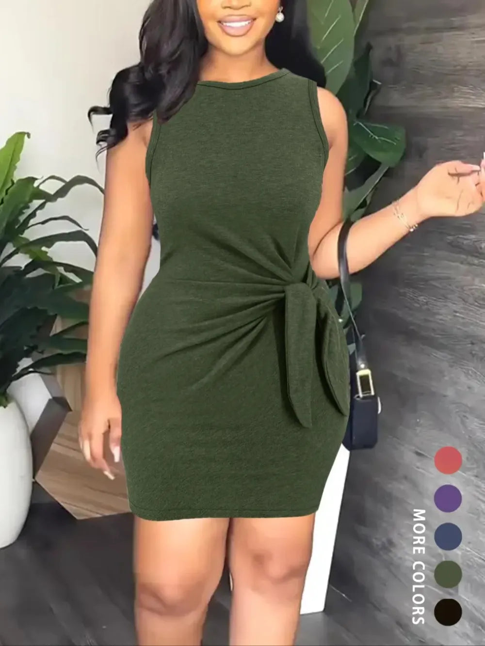 Women's Plain Knot Design Tank Dress