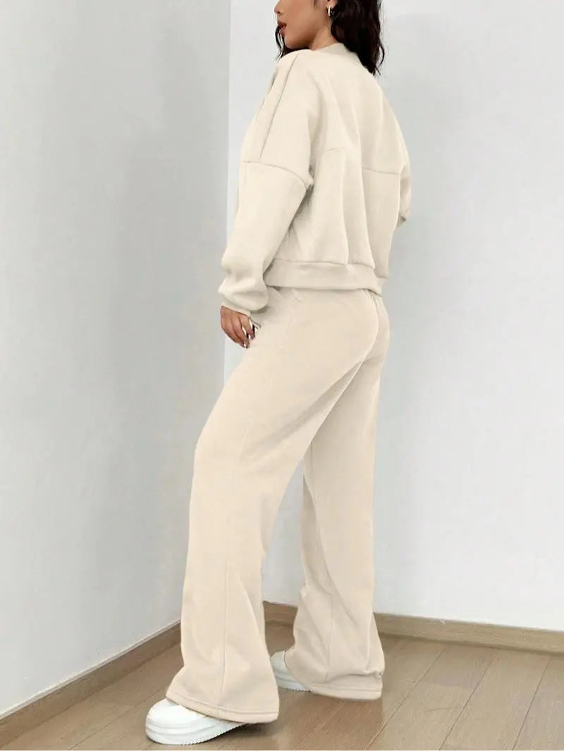 Casual Striped Long Sleeve Zipper Jacket and Pants Set