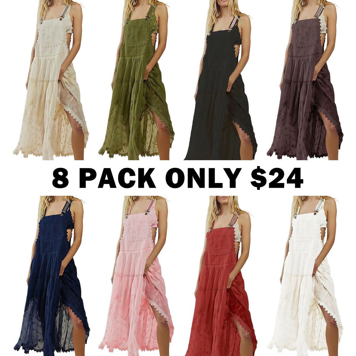 Women's Basic Minimalist Sleeveless Laced Embroidered Tulle Bib Dress