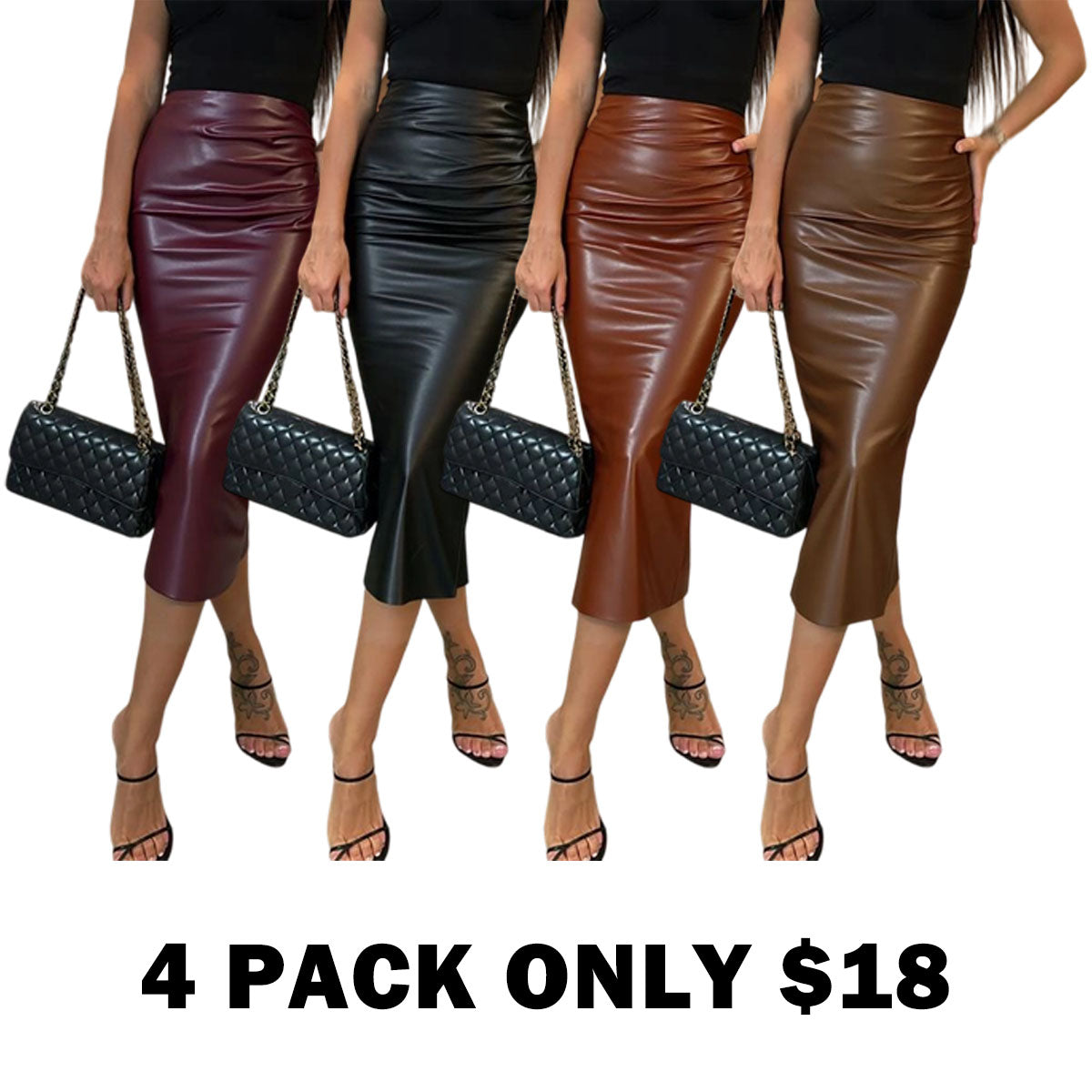 Women's Faux Leather Skirt