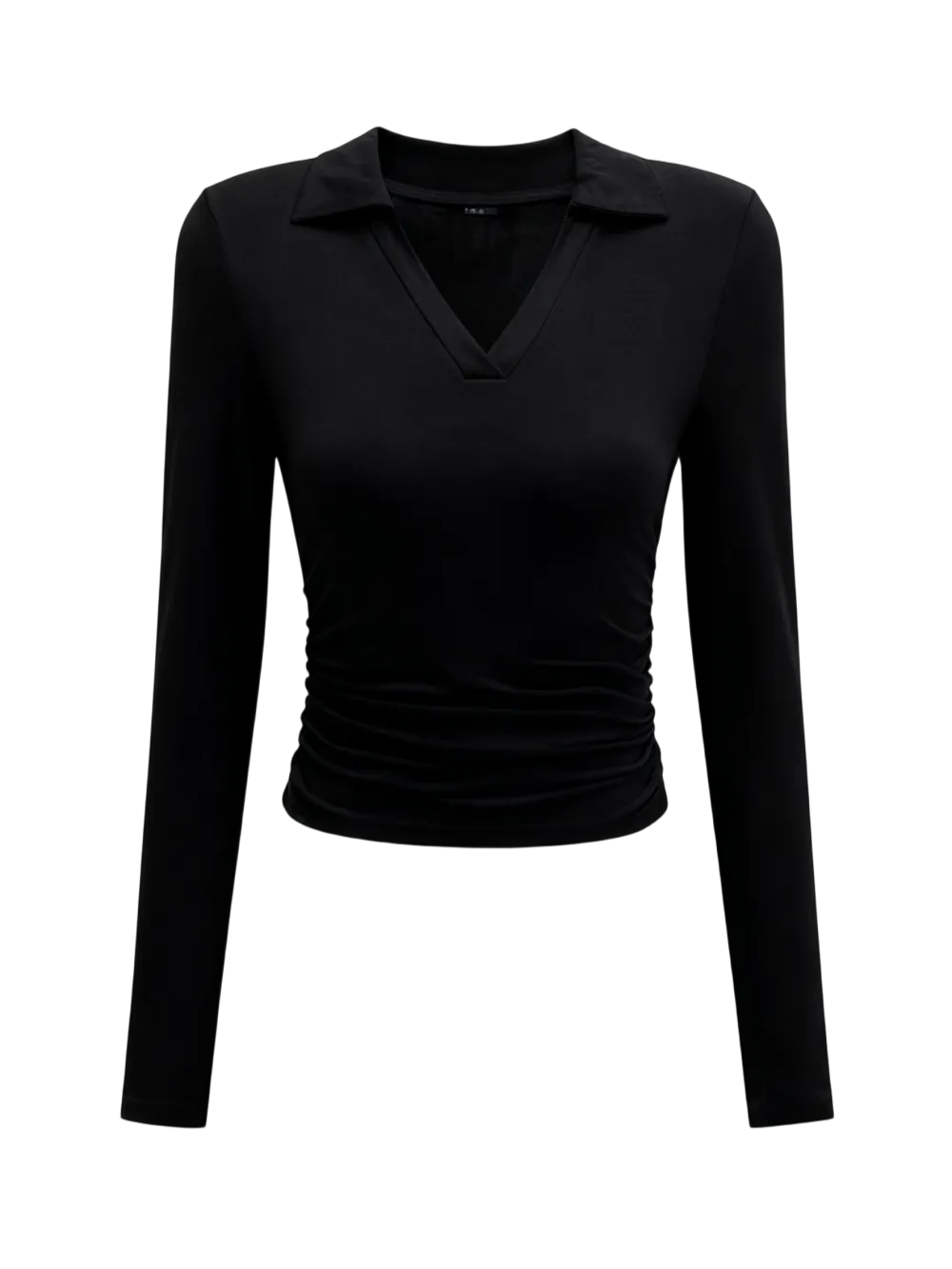 Knit Solid Color Long Sleeve V Neck Top
