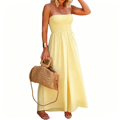 Women‘s Sleeveless Strapless Wide Leg Jumpsuits