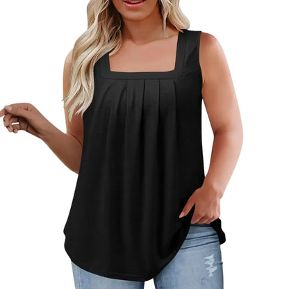 Loose Fit Summer Sleeveless Square Neck Tops