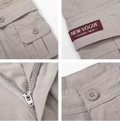 2026 Hot Sale-Men's Solid Color Patched Zipper Fly Cargo Pants