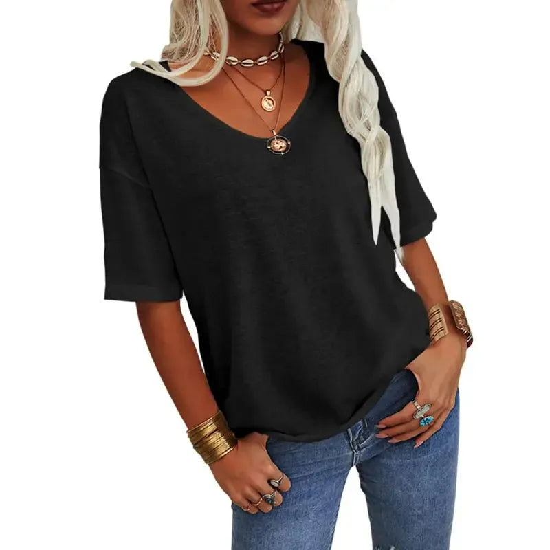 Women's 3/4 Sleeve Shirts V Neck Loose Fitting Tops