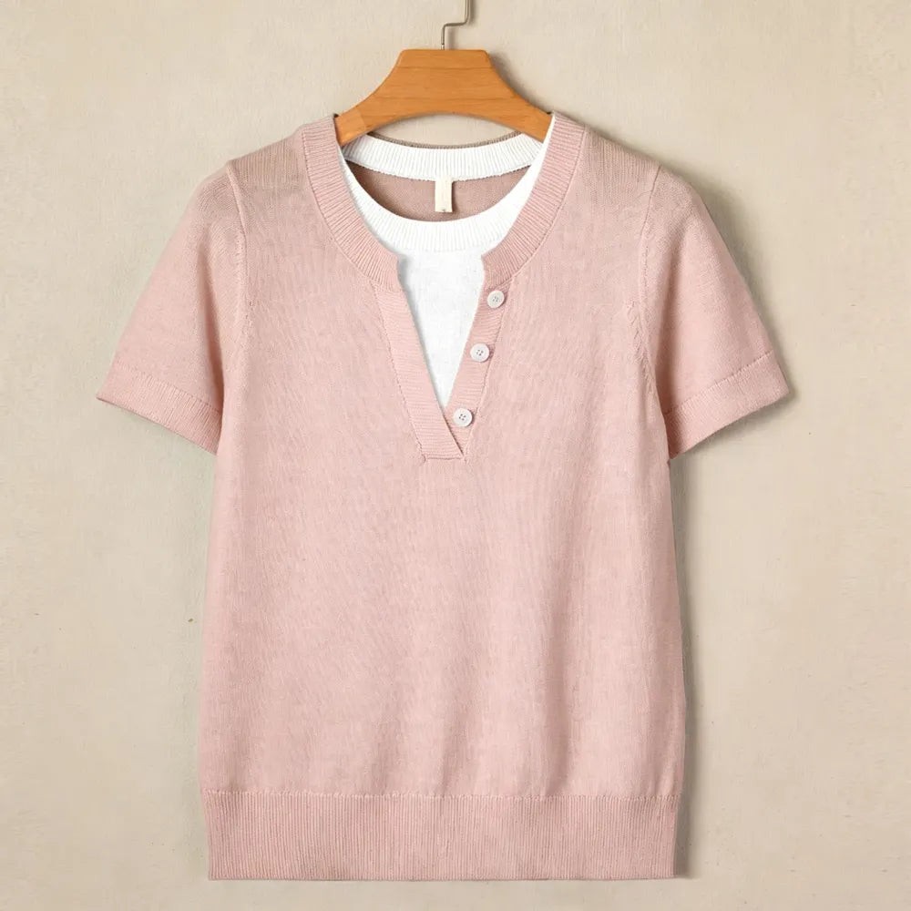 Women's Wool-Blend Casual Short Sleeve Knitwear