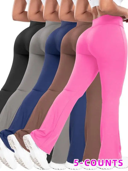 Women's Solid High Waist Flare Leg Sports Leggings