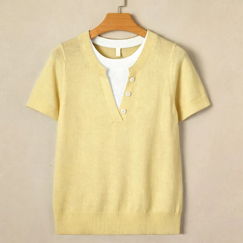 Women's Wool-Blend Casual Short Sleeve Knitwear