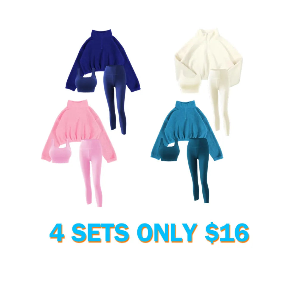 Women's Solid Thermal Lined Tracksuit Set