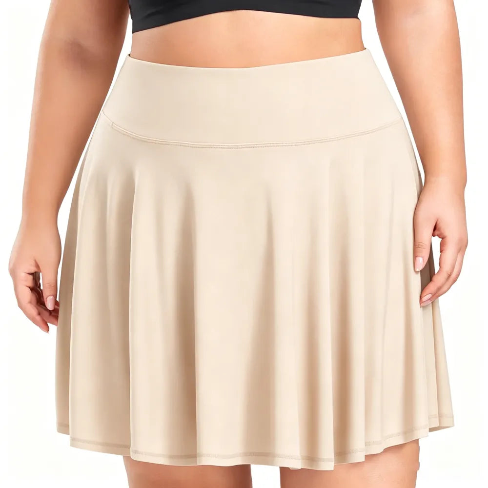 【Plus Size】 Pleated Tennis Skirt with Shorts
