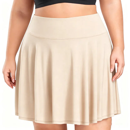 【Plus Size】 Pleated Tennis Skirt with Shorts