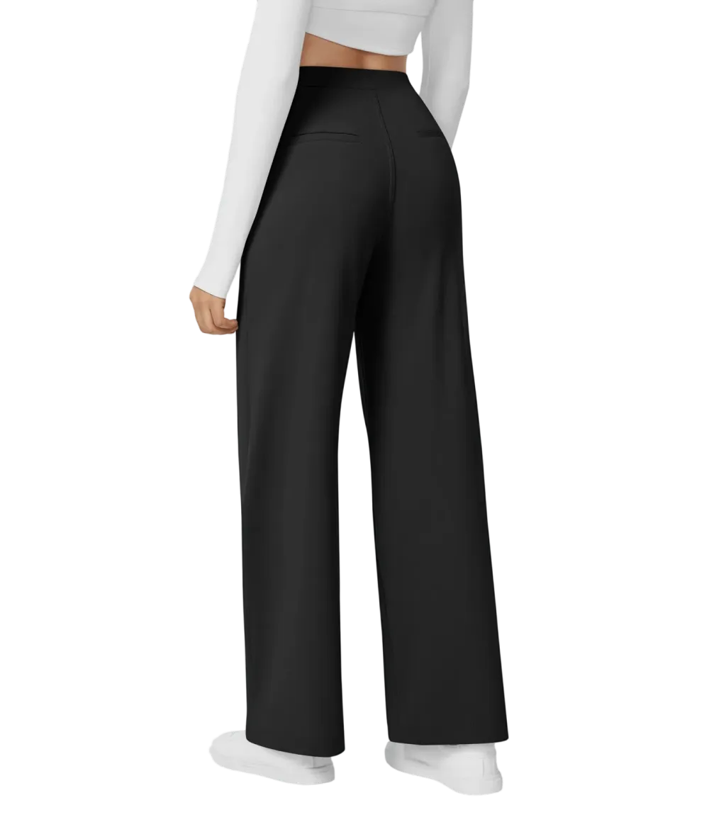 High Waisted Pocket Straight Leg Work Pants