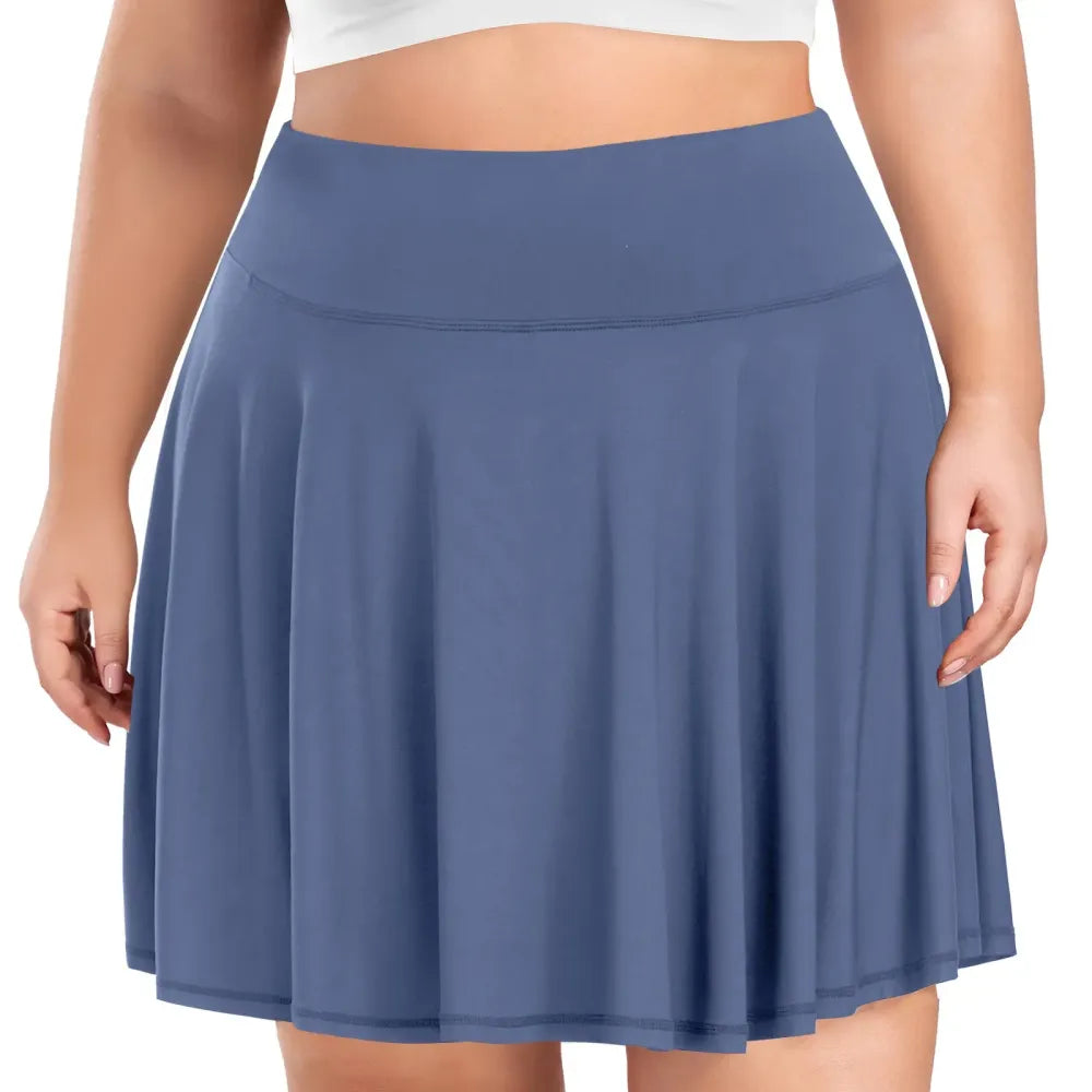 【Plus Size】 Pleated Tennis Skirt with Shorts