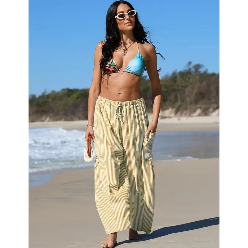 Women‘s Wide Leg Gingham Striped Plaid Pants