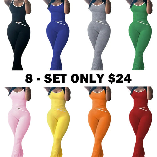 Colorblock Crmon Tank &. Dlarod PanteSet