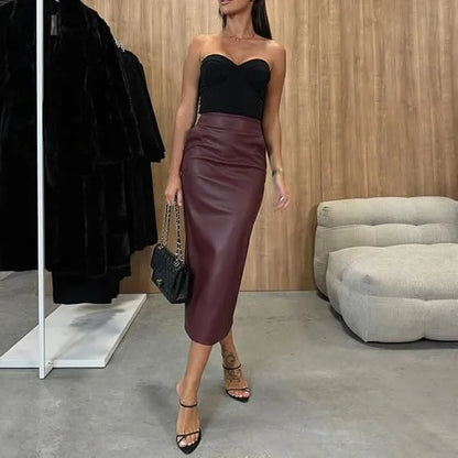 Women's Faux Leather Skirt