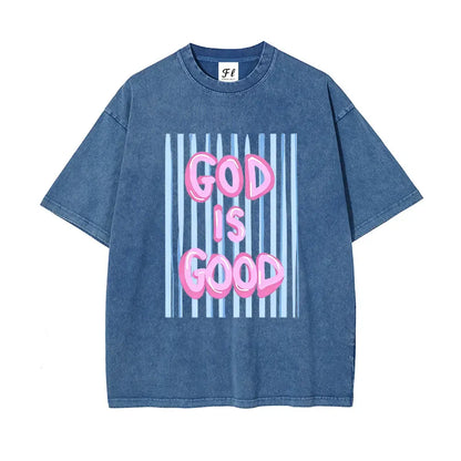 Unisex God is Good Print Washed T-Shirt