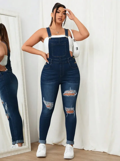 Women's Sweet Cool Denim Strap Jumpsuit