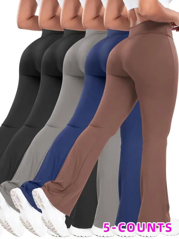 Women's Solid High Waist Flare Leg Sports Leggings