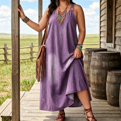 Women’s Sleeveless Denim Maxi Dress