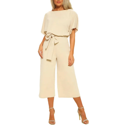Women's Summer And Autumn Short Sleeved Jumpsuit