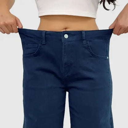 Solid Stitch Detail Mid Waist Crop Baby Barrel Pants
