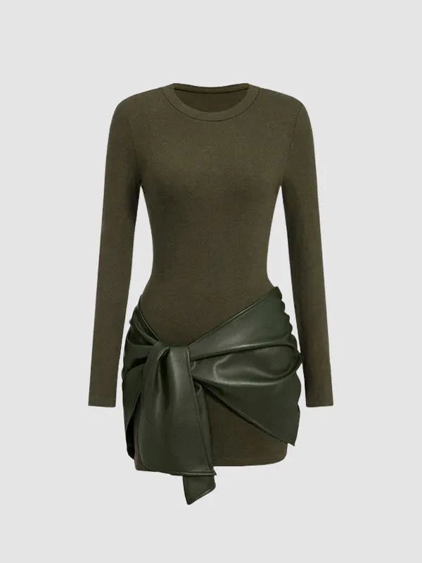 Women's Patchwork Knot Side Dress
