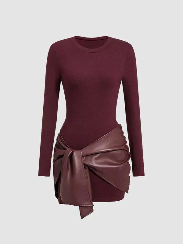 Women's Patchwork Knot Side Dress