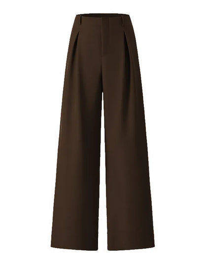 Women's Solid Color Plicated Pocket Wide Leg Pants