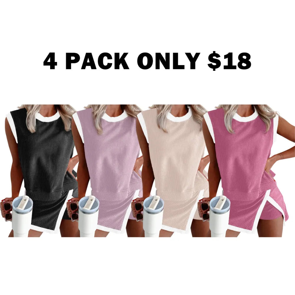 Women's Crewneck Ribbed 2-Piece Sets
