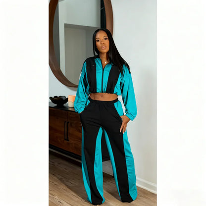 Color block straight pants set