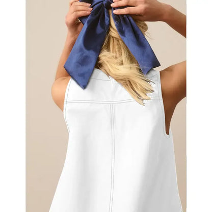 Women's Half-Zip Cotton A-Line Mini Dress
