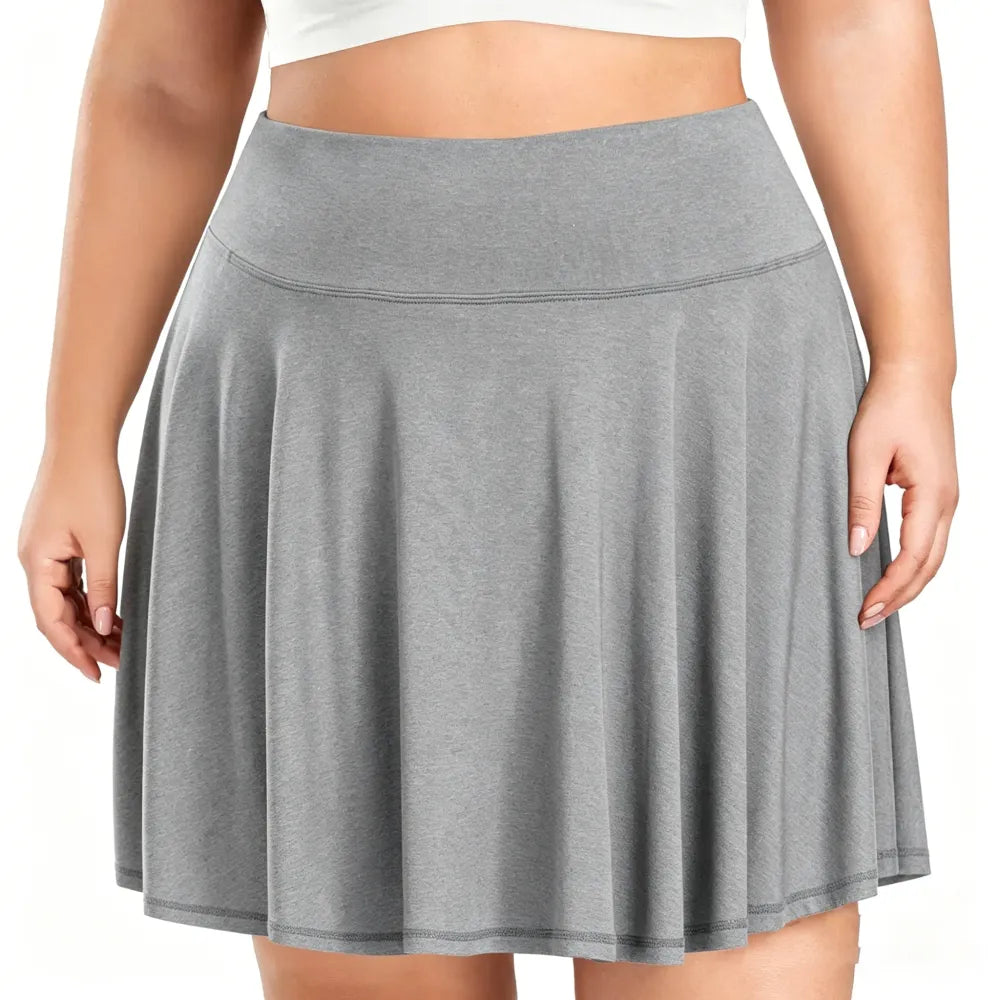 【Plus Size】 Pleated Tennis Skirt with Shorts