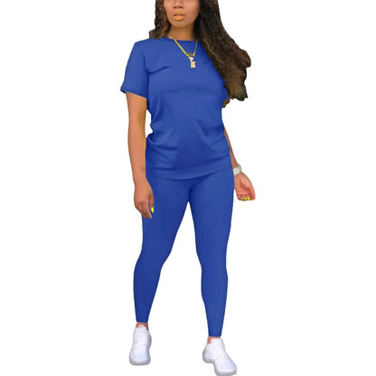 Fitted Round Neck Tee & Skinny Pants 2-Piece