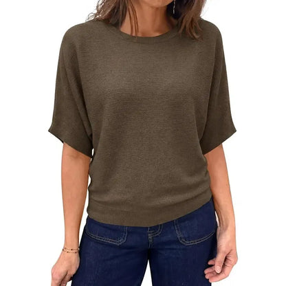 Boat Neck Lightweight Loose Fitting Knit Tops