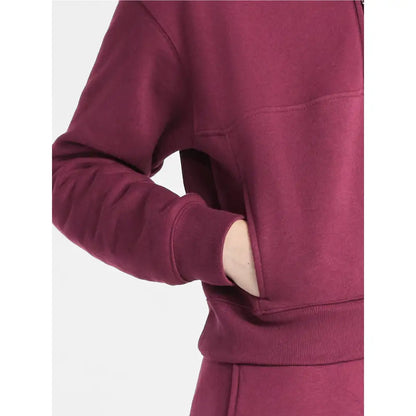 Fleece Half Zip Pullover & Cargo Wide-Leg Pants 2-Piece Set