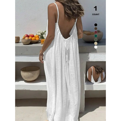 Womens Summer Casual Sleeveless Backless Cami Sundress 2026 Vacation House Dress