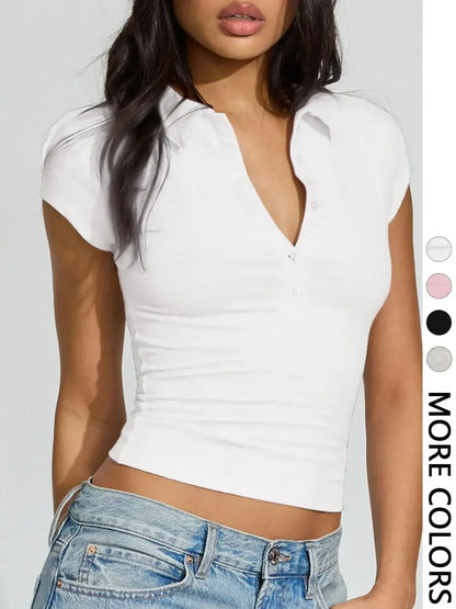 Slim-Fit Button Short Sleeve Polo Shirt