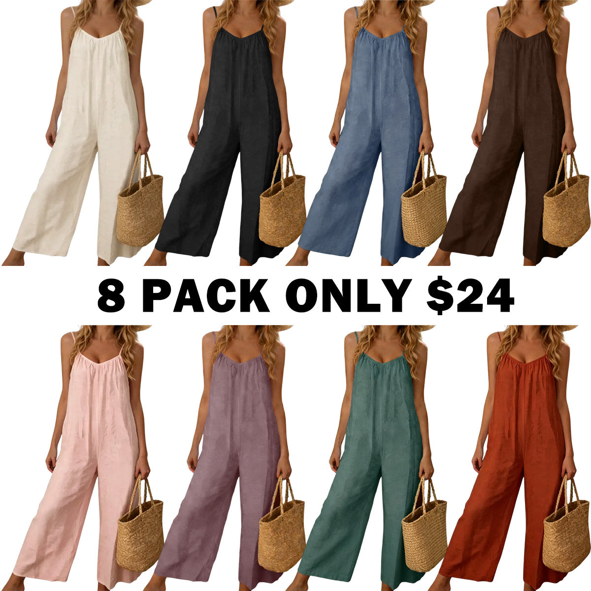Women's Chic Basic Strappy Backless Spaghetti Strap Overalls