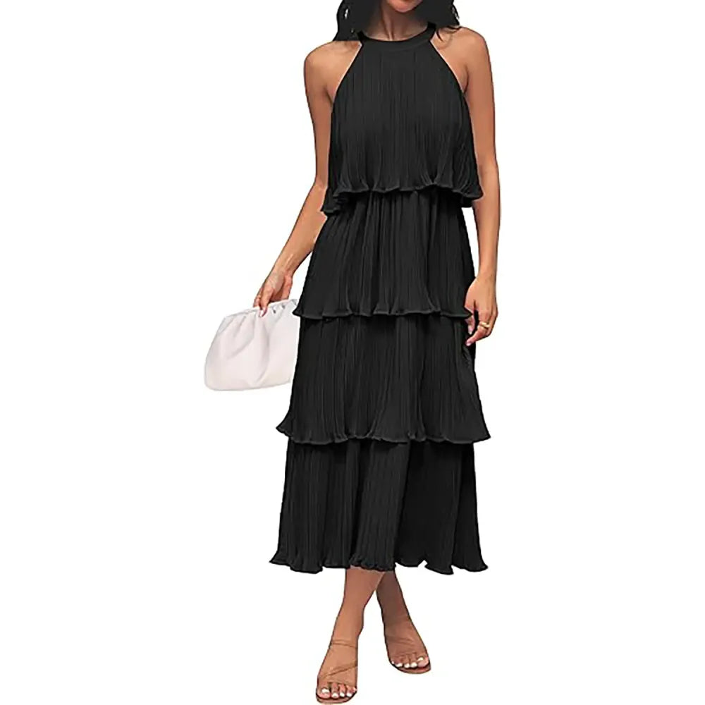 Women's 2026 Summer Sleeveless Chiffon Flowy Midi Dress