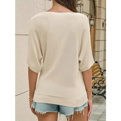 Boat Neck Lightweight Loose Fitting Knit Tops